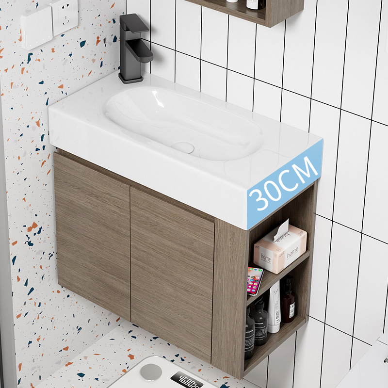 Ultra-Estrecho de madera maciza multi-capa montado en la pared lavabo gabinete combinación pequeño tamaño montado en la pared lavabo baño Baño lavado Mesa