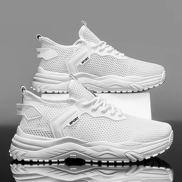 2026 New Winter Breathable Men's Shoes with Hollow Mesh Surface, Lightweight Thin Mesh Shoes, White Student Sports Shoes for Men