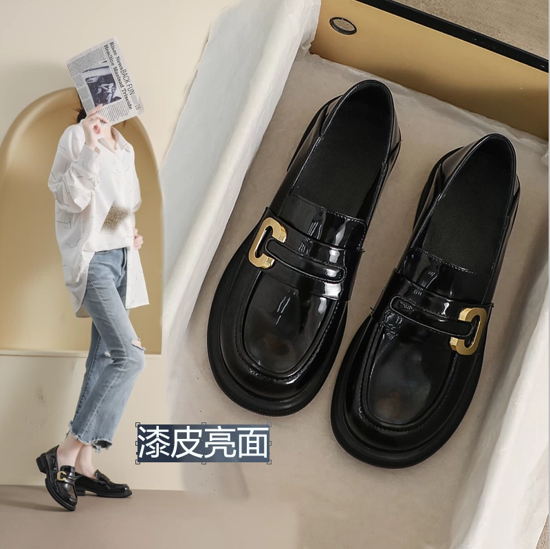 Lofu обувь женская толстая подошва повседневная дикая мягкая подошва маленькая кожаная обувь в британском стиле большой размер женская обувь 41-43 одиночная обувь