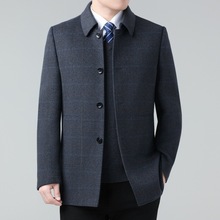 双面羊绒大衣男士中长款翻领羊毛呢子风衣中年父亲装羽绒内胆外套