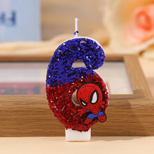 跨境蜘蛛侠数字蜡烛新款超闪亮片庆生蛋糕插件节日氛围感拼色蜡烛