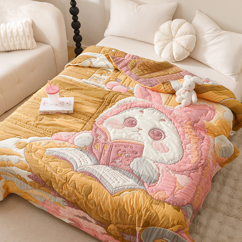 Ruyi rabbit [10-layer cotton cloud yarn-super soft and moisture-absorbent] / 150x200cm multifunctional cotton single blanket about 1.5kg