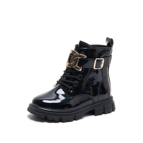 Girls' Martin boots British short boots Internet celebrity children's boots autumn and winter princess fashion black cotton shoes foreign style single boots