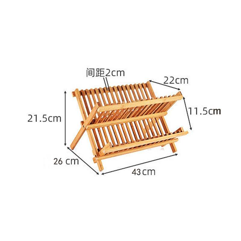 Estante de platos plegables de bambú estante de drenaje de almacenamiento y acabado de montaje multifuncional de taza integrada estante de platos de bambú