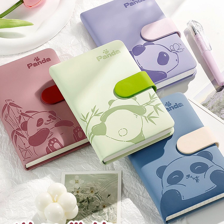 Маленький блокнот с пряжкой в ​​виде панды, портативный карманный мини-блокнот, маленькая дорогая сетка, милая