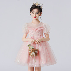 Children's dress princess skirt 2023 summer new items little girl flower child fashion show piano performance dress girl's dress