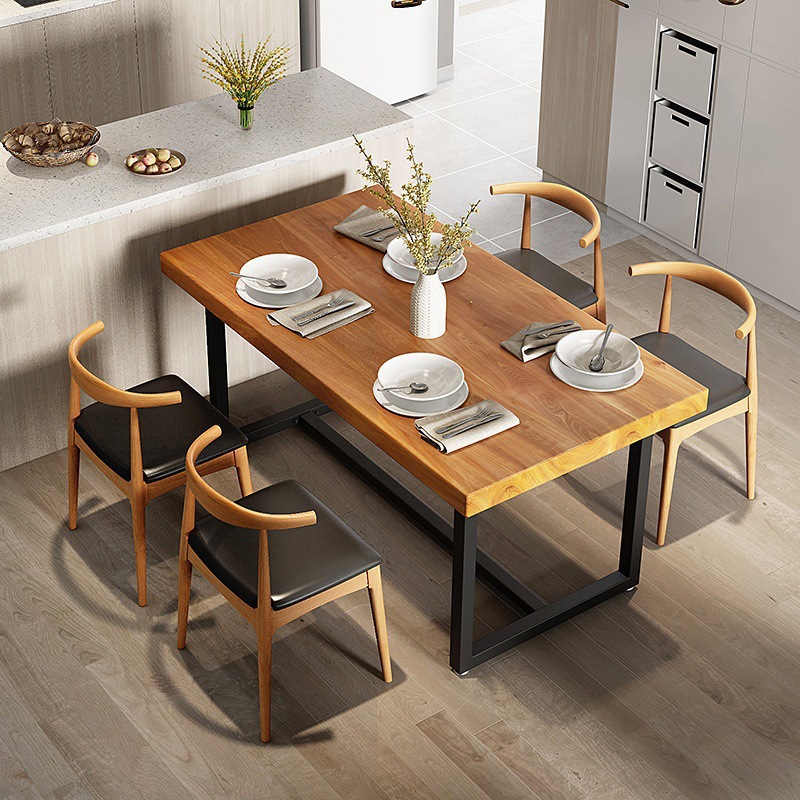 Nordic Solid Wood Package Table and Chair Combination Restaurant Bar Hotel Multi-Person Dining Table Home Simple Dining Table