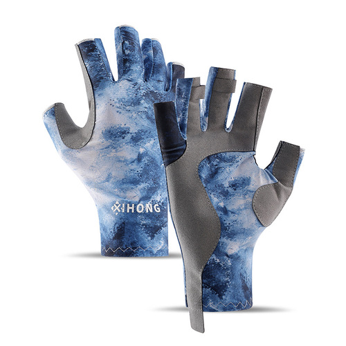 Summer fishing half-finger gloves, outdoor sports, ice silk dew finger lure sun protection gloves, non-slip, breathable and wear-resistant wholesale