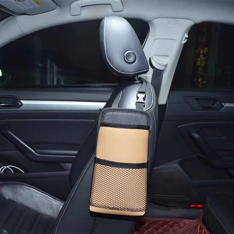 Montado en el coche taza de agua grande bolsa de asiento lateral colgando hervidor de agua cubierta asiento fijo coche taza de té titular hervidor de agua de almacenamiento interior estante