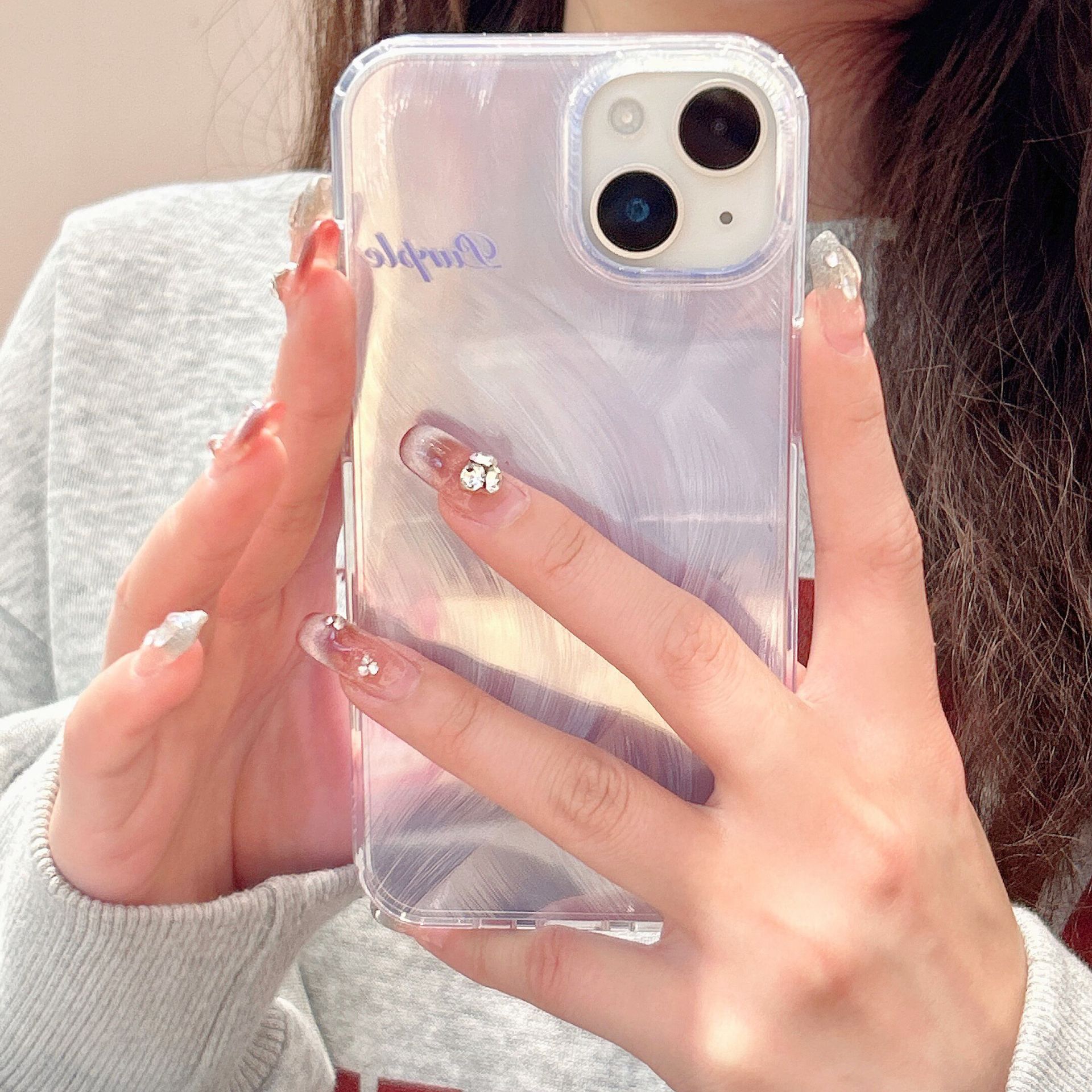 Hanfeng Feather Yarn Gradient iPhone14Pro Niche 13Pro  12Pro Phone Case 15Pro Max_voghion.com