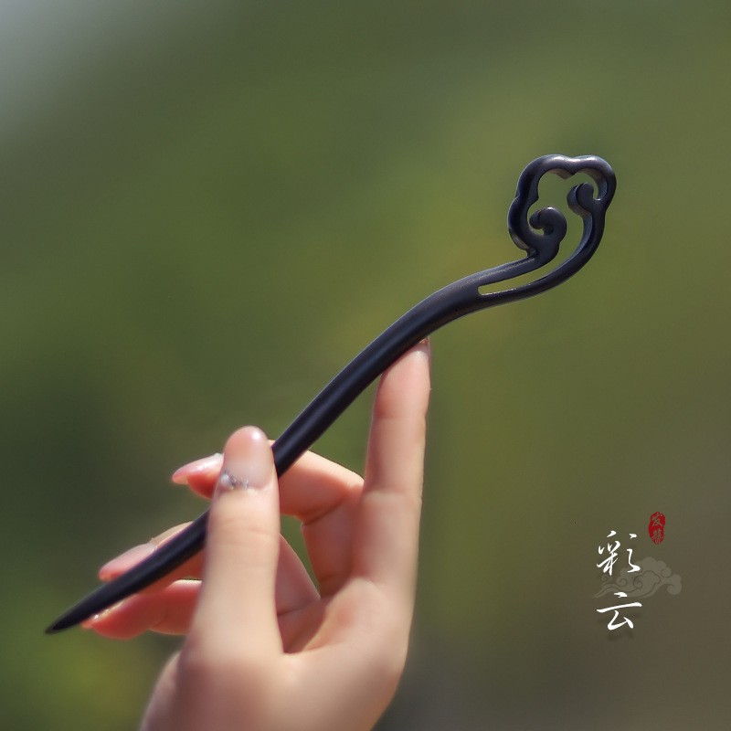 Xiangyun horquilla estilo antiguo simple diario de alto grado updo horquilla de madera nuevo estilo chino accesorios para el cabello palillos de ébano al por mayor