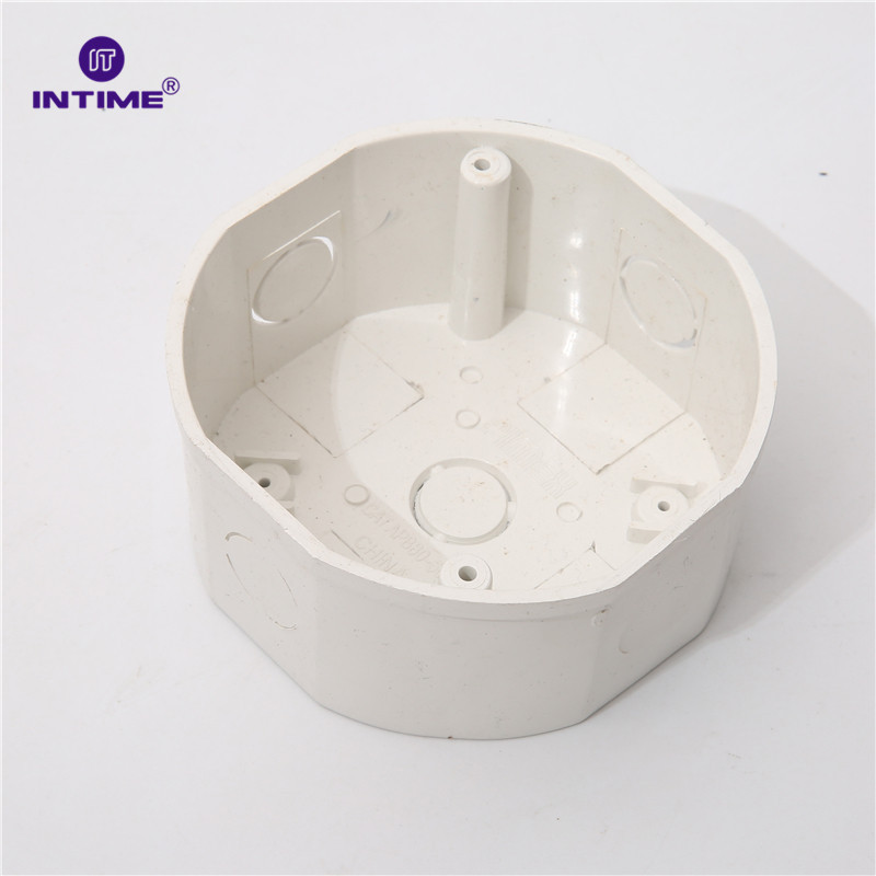 外贸批发八角线盒PVC明装底盒出口白八角盒开关插线盒美标中东