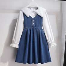 女童牛仔套装裙春秋新款2023衬衫连衣裙两件套韩版时髦洋气公主裙