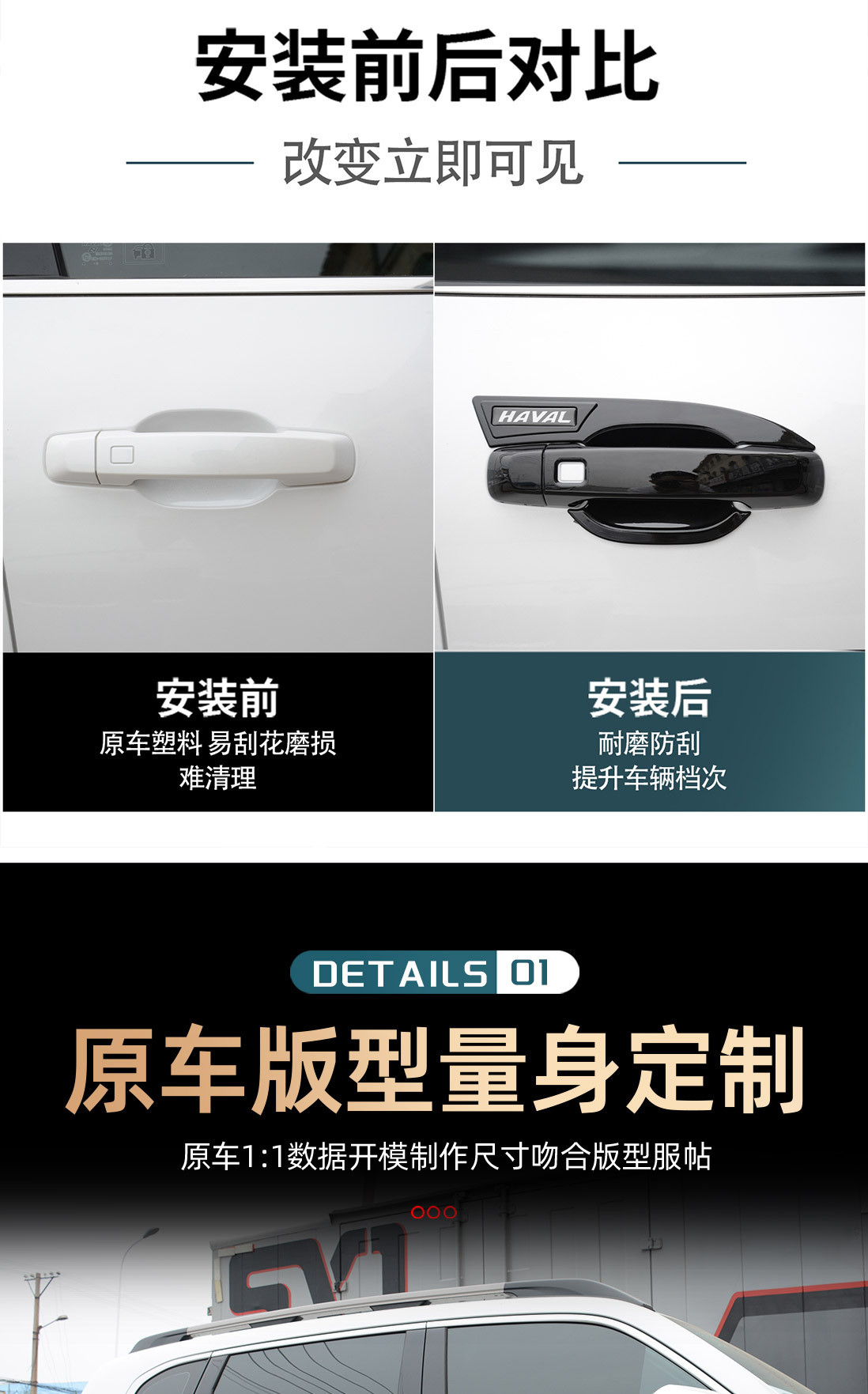 Suitable for Haval Big Dog Plus Door Handle Decorative Sticker Haval Big Dog Door Handle Anti-Scratch Protective Cover Modification