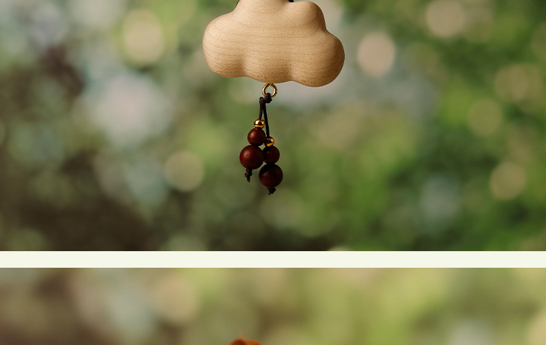 Wholesale Beech Wood Cute Bow Cloud Solid Wood Car Pendant Healing Car Rearview Mirror Hanging Ornament Dropshipping
