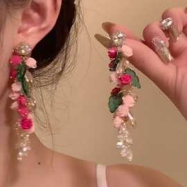春日花园缤纷多彩少女感仙气繁花流苏吊坠耳环ins风森系耳钉耳饰
