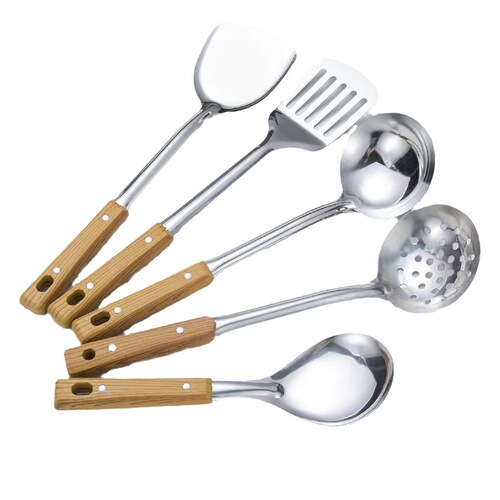 Stainless steel frying spoon large spoon spatula soup spoon colander shovel kitchenware set household kitchen supplies cooking tools