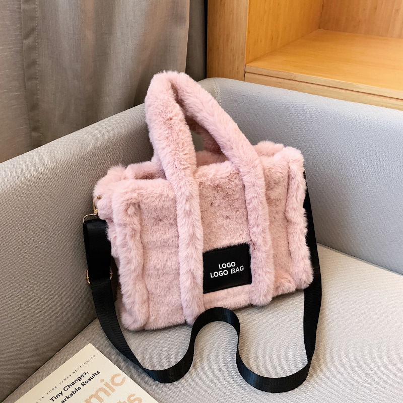 Bolso de felpa para mujer 2023 nuevo bolso de mujer de estilo coreano de moda bolso de mano portátil de gran capacidad de hombro crossbody bolso peludo