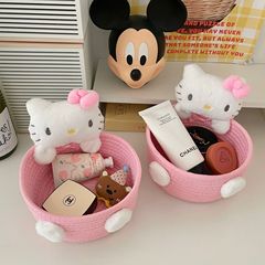かわいい子猫の漫画の収納かごの少女の心の高い顔の値のデスクトップの間食の家の収納かごの化粧品の収納箱
