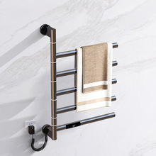 智能電熱毛巾架衛生間加熱烘干浴巾架打孔毛巾桿子浴室置物架