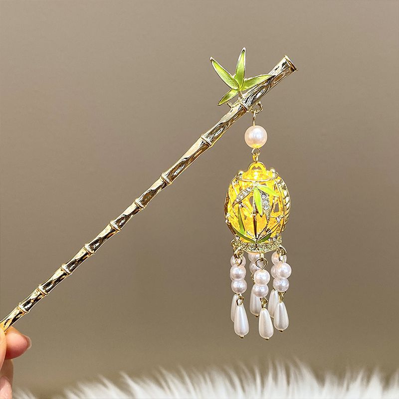 대나무 머리핀 화이트 펄