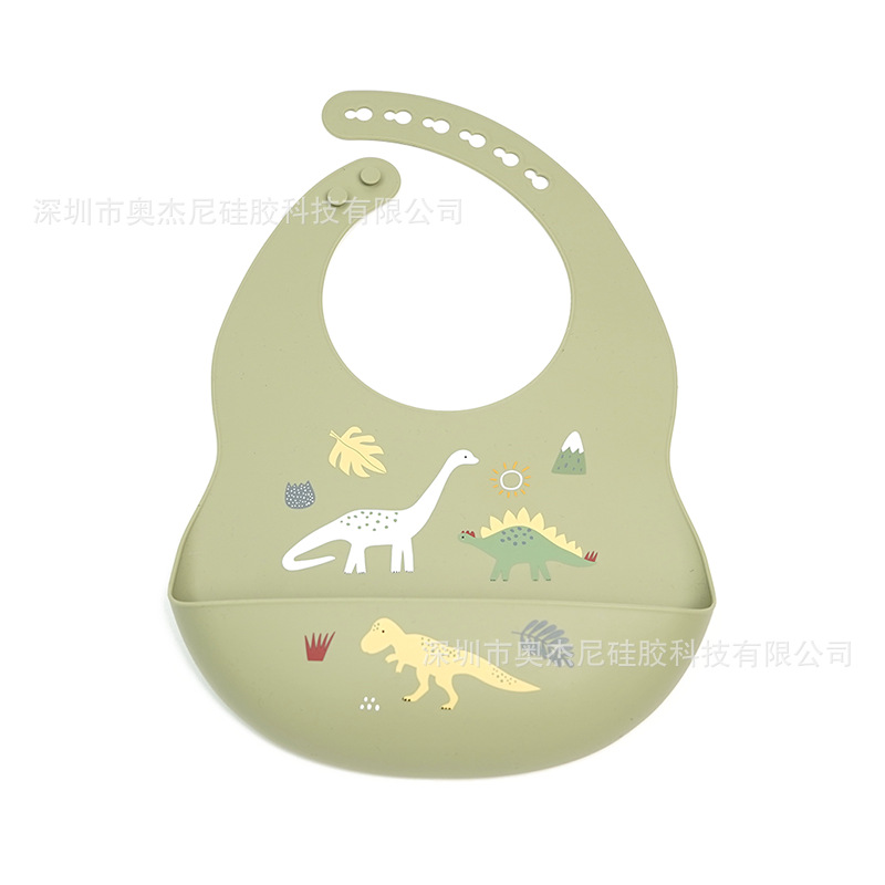 Babero de silicona impermeable para bebé — diseño impreso, ideal para alimentación y etapa de aprendizaje