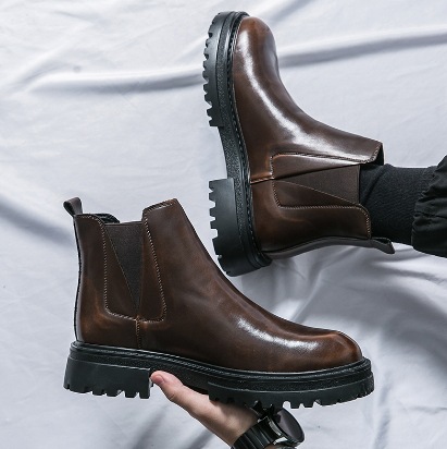 Otoño y invierno nuevos hombres casuales de moda gruesa botas Martin para hombres estilo británico coreano de alto soporte para aumentar la altura de botas cortas lotes image 8
