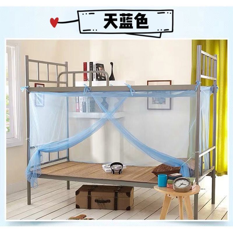 Dormitory Mosquito Net Single Bed Encrypted Thickened Patterned Net Curtain Student Dormitory Bunk Bed Dustproof Top Old-Fashioned Simple