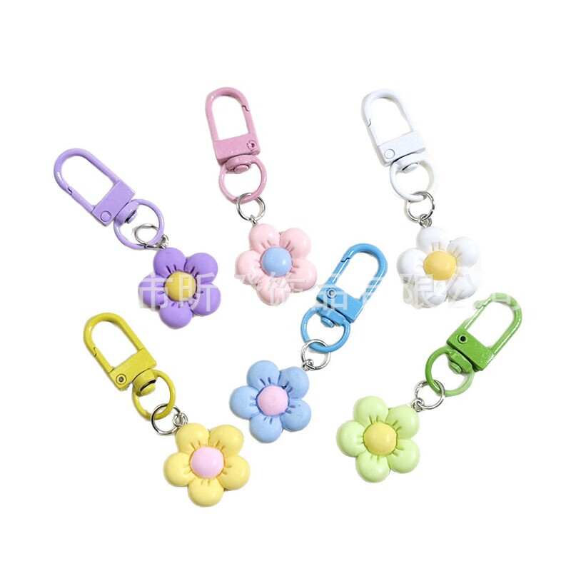 カラフルな花樹脂キーホルダーバッグペンダント学生スクールバッグペンダントガールガールフレンド漫画小さなギフトアクセサリー|undefined