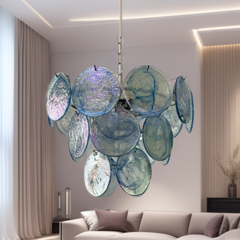 French-Style Seven-Color Stained Glass Chandelier, Retro Living Room Atmosphere, Romantic Girly Bedroom Lamp, Italian Light Luxury Lighting Fixture French-Style Seven-Color Stained Glass Chandelier, Retro Living Room Atmosphere, Romantic Girly Bedroom Lamp, Italian Light Luxury Lighting Fixture