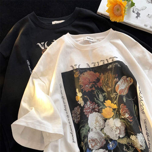 Men's Short Sleeve T-Shirt Summer Trend Brand Fashion Youth Japanese Retro Casual Versatile Loose Half-Sleeve T-Shirt