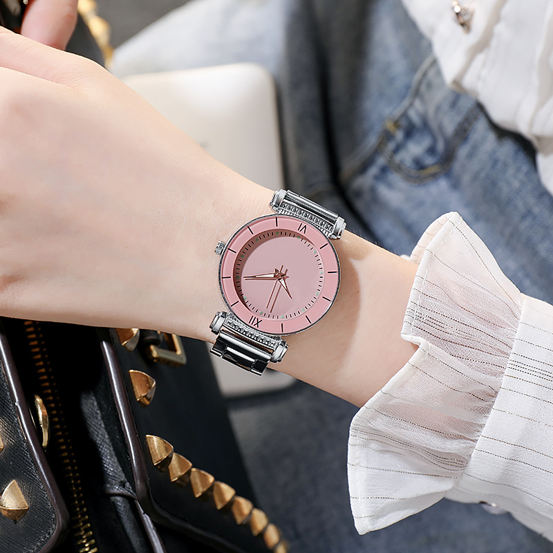 Women's Quartz Watch Steel Strap With Night Glow Luminous Hands_voghion.com