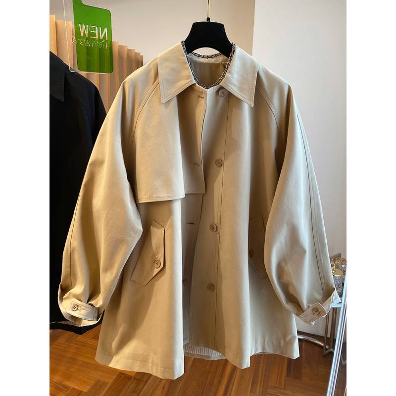 ng2510292 Spring New High-end Mid-length Long-sleeve Trench Coat Women's Loose Casual Korean-style Stylish Workwear Cardigan_ecoleips.com