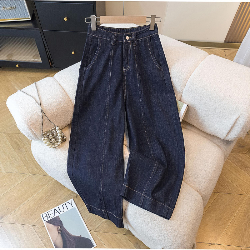 Albaricoque jeans de piernas anchas para mujeres 2026 caño explosivo tamaño grande en forma de pera figura suelta y delgada machete nueve pantalones image 6