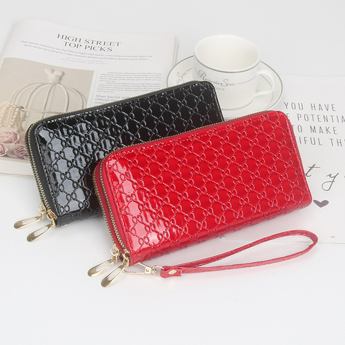 New style women's long wallet casual double zipper women's wallet mobile phone bag clutch bag coin purse large capacity card holder