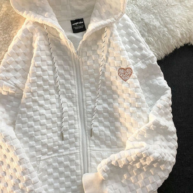 Otoño e invierno ropa de mujer nuevo suéter con capucha diseño de las mujeres sentido nicho flojo waffle estilo coreano manga larga abrigo moda