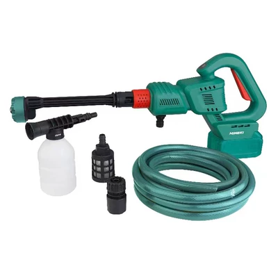 Rechargeable High-Pressure Car Wash Water Gun, Wireless Portable Car Washer with Foam Pot, Garden Washing and Watering Tool Wholesale (Car washing machine) - bare-metal-green