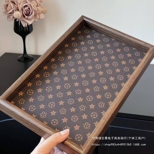 High-End Retro Tea Tray Walnut Jewelry Rectangular Light Luxury Wooden Storage Wine Glass Tea Water Toy Tea Tray Tray