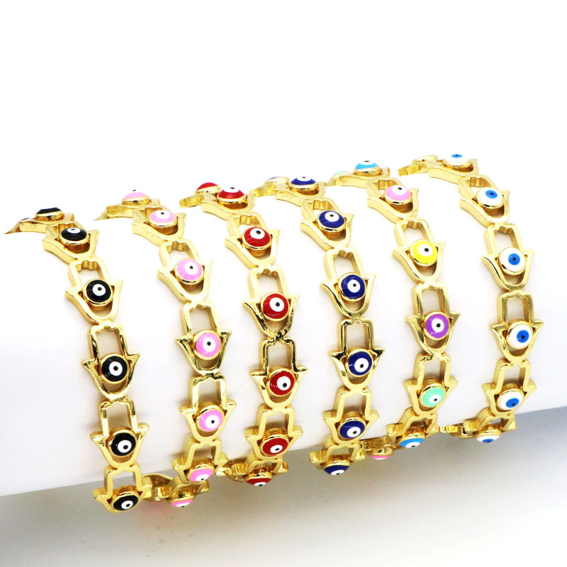 Simple Style Devilu0027S Eye Copper Enamel Bangle 1 Piece