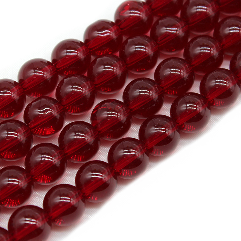Garnet Red Crystal Beads DIY Handmade Bead Strand Loose Beads Round Beads Buddhist Rosary Crystal Bracelet Accessory