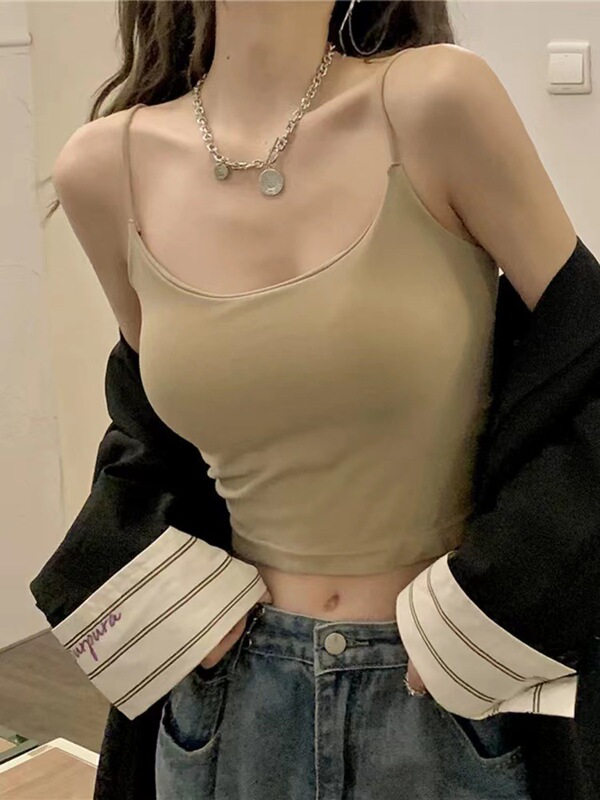 metwo Cool Naked Vest Pure Desire Ceiling Texture Sling Summer Ice Silk Solid Color Hot Girl Top Women