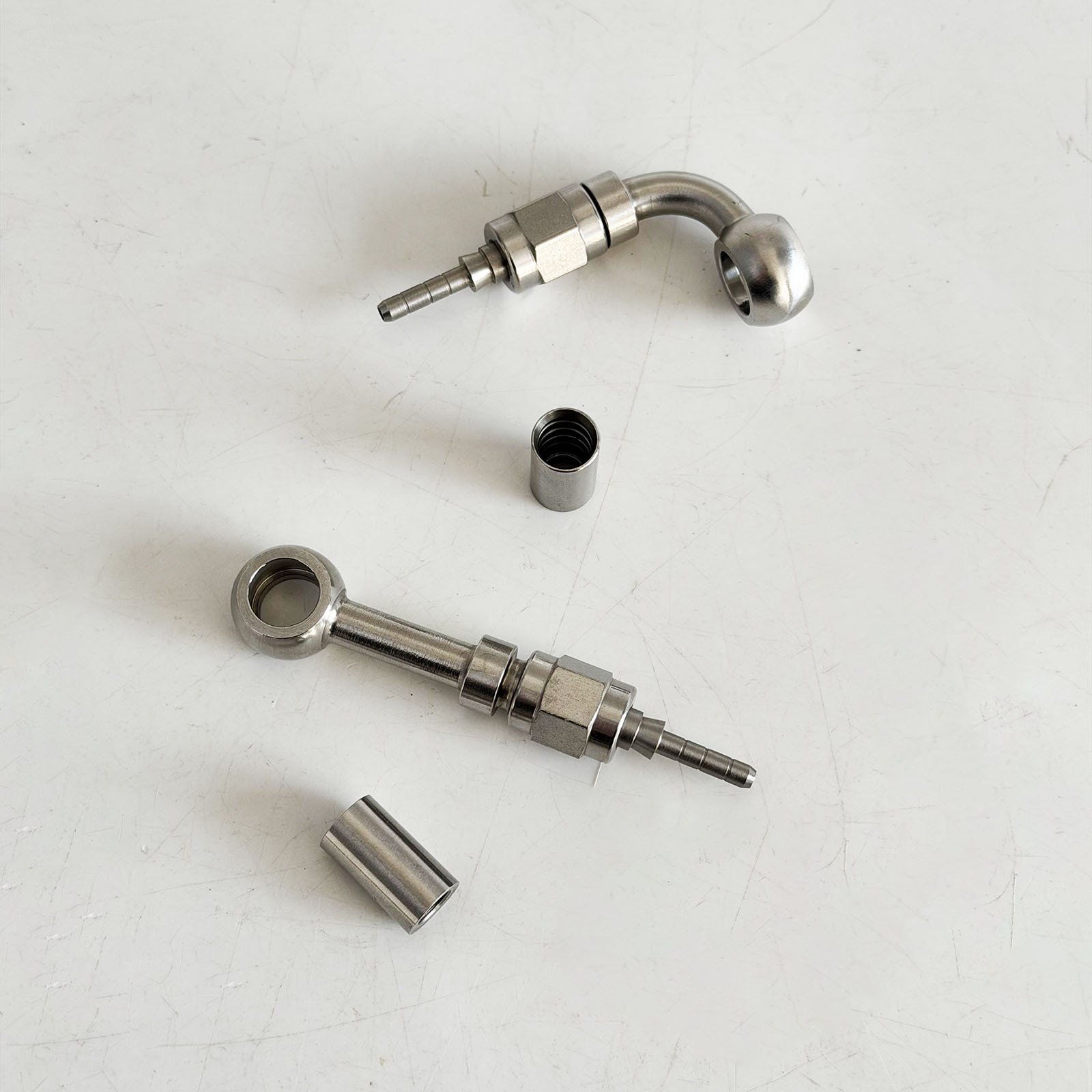 M10 Stainless Steel Brake Hose Fish-Eye Connector 0 Degree/90 Degree Crimped Brake Oil Pipe Hydraulic Connector