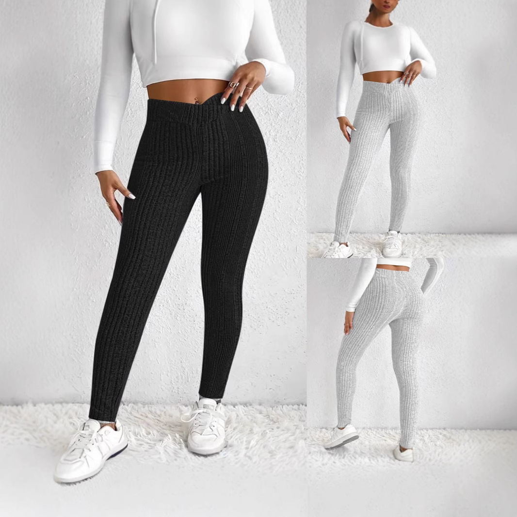 Women's Clothing New Sexy Slim Fashion Casual Striped Thread Tight Trousers Fitness Pants_ecoleips.com