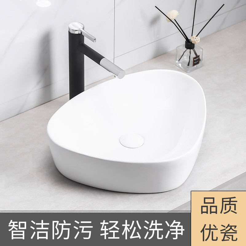 Contador de lavabo de cerámica fregadero blanco baño triángulo contador Cuenca del arte al por mayor image 1