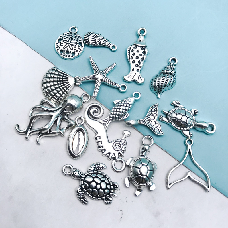 1g Weight Pendant Jewelry Making Type DIY Jewelry Accessories Classification 1 Piece Quantity Alloy Material Tortoise, Animal, Starfish, Ocean, Hippocampus, Shell Pattern Plating Design Cartoon Style, Retro Style 1 Piece Alloy Tortoise Animal Starfish Pendant DIY Jewelry Accessories 5