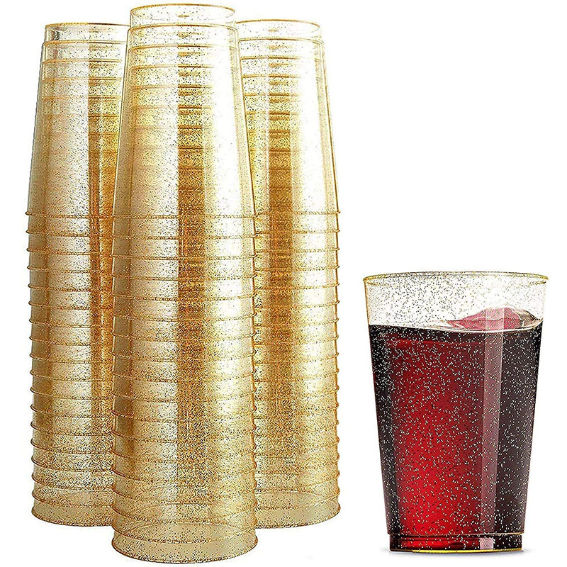 16oz polvo de oro taza desechable copa de vino extranjero taza de comida occidental helado copa de vino copa de champán vaso de plástico