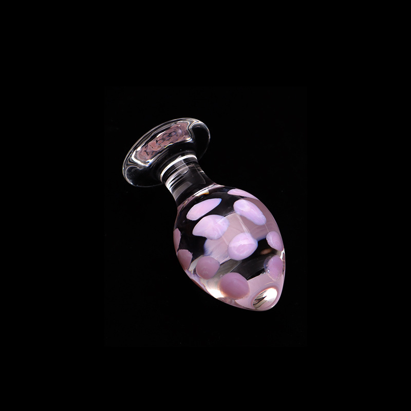 Transparent Glass Anal Plug with Floral Design for Anal Massage and Couple Play — detail image 5