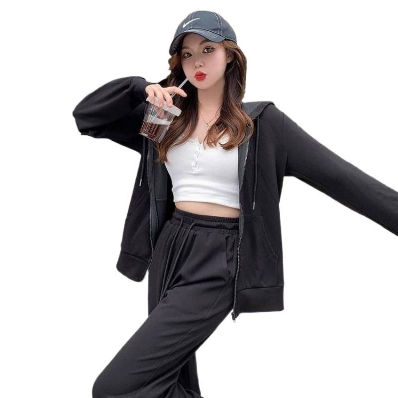 秋冬大码300斤慵懒风运动服套装女宽松卫衣高腰阔腿裤显瘦两件套2|undefined