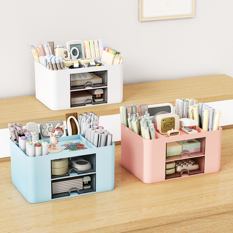 Plastic Desktop Drawer Storage Box Paint Box Multi-grid Storage and Sorting Box Kindergarten Classified Storage Box