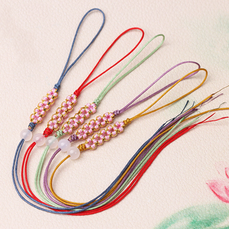 Peach knot key rope diy mobile phone chain U disk bag pendant rope hand-woven jewelry pendant lanyard wholesale